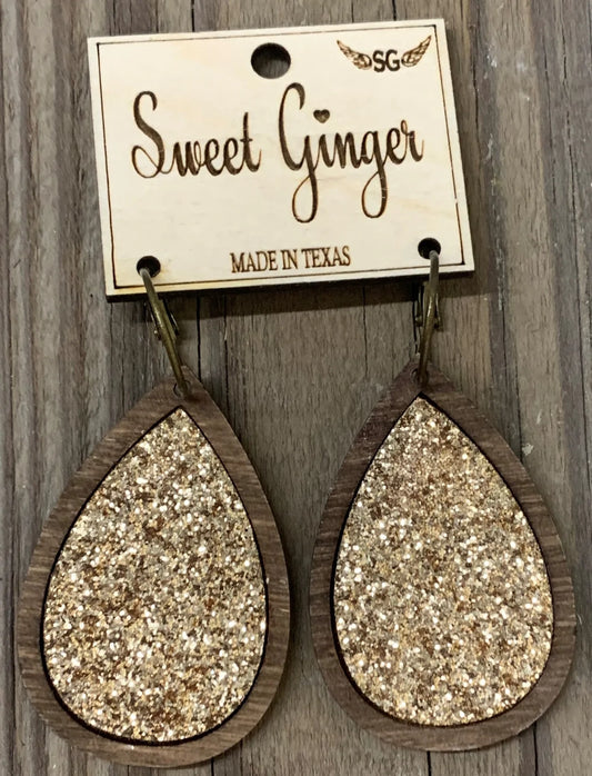 Sweet Ginger Gold Glitter Earrings